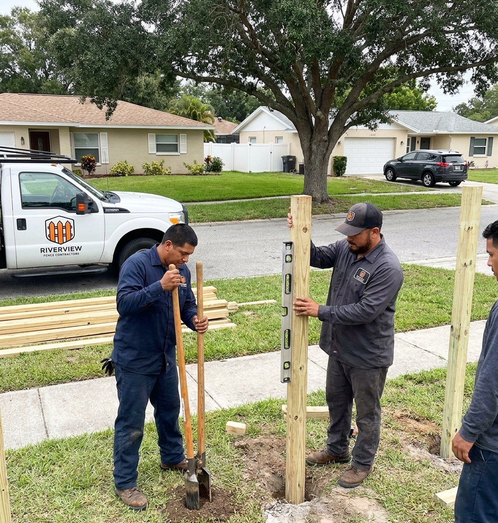 Riverview Fence Contractors crew at work
