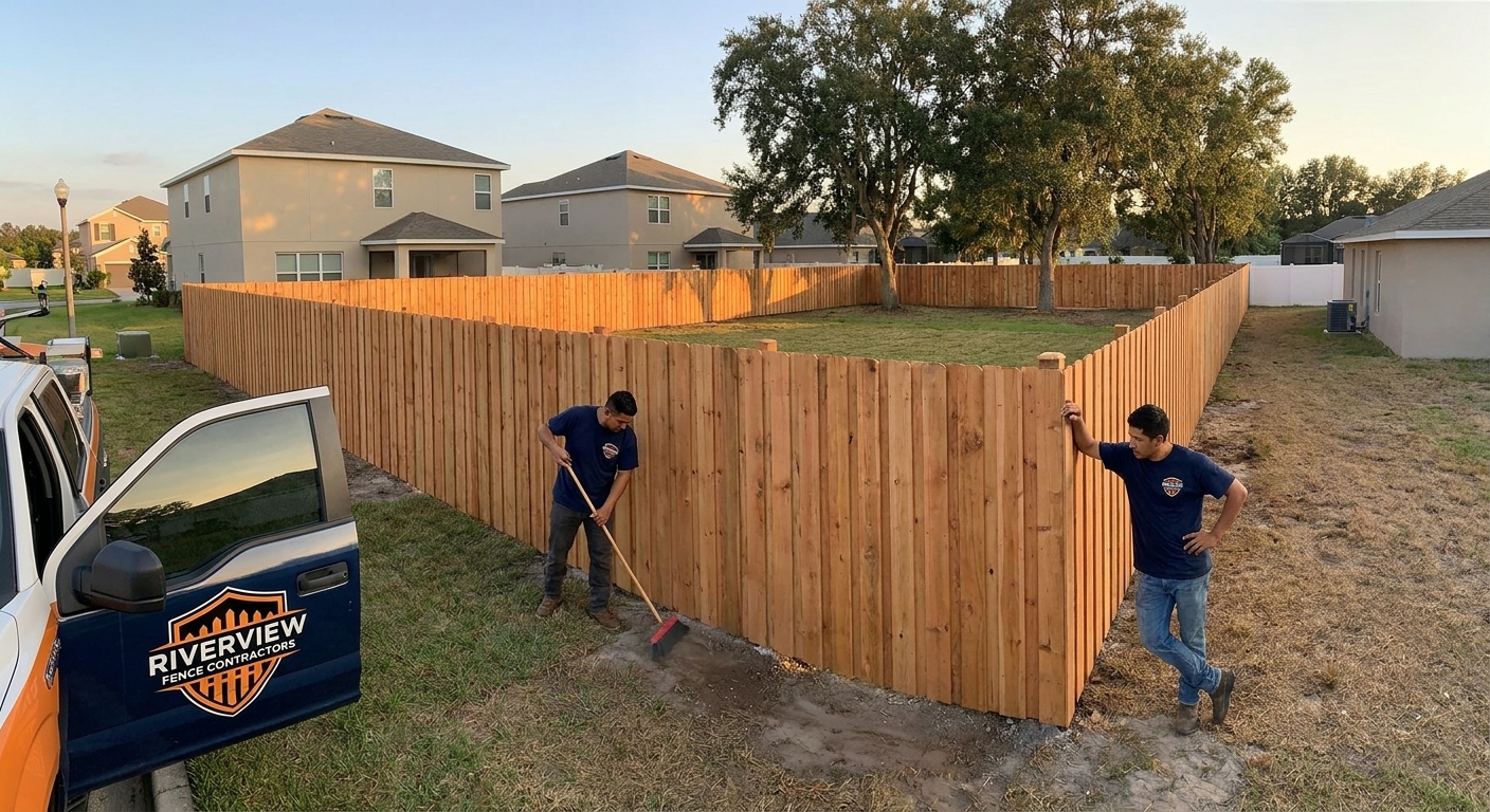 Wood privacy fence in Riverview, FL