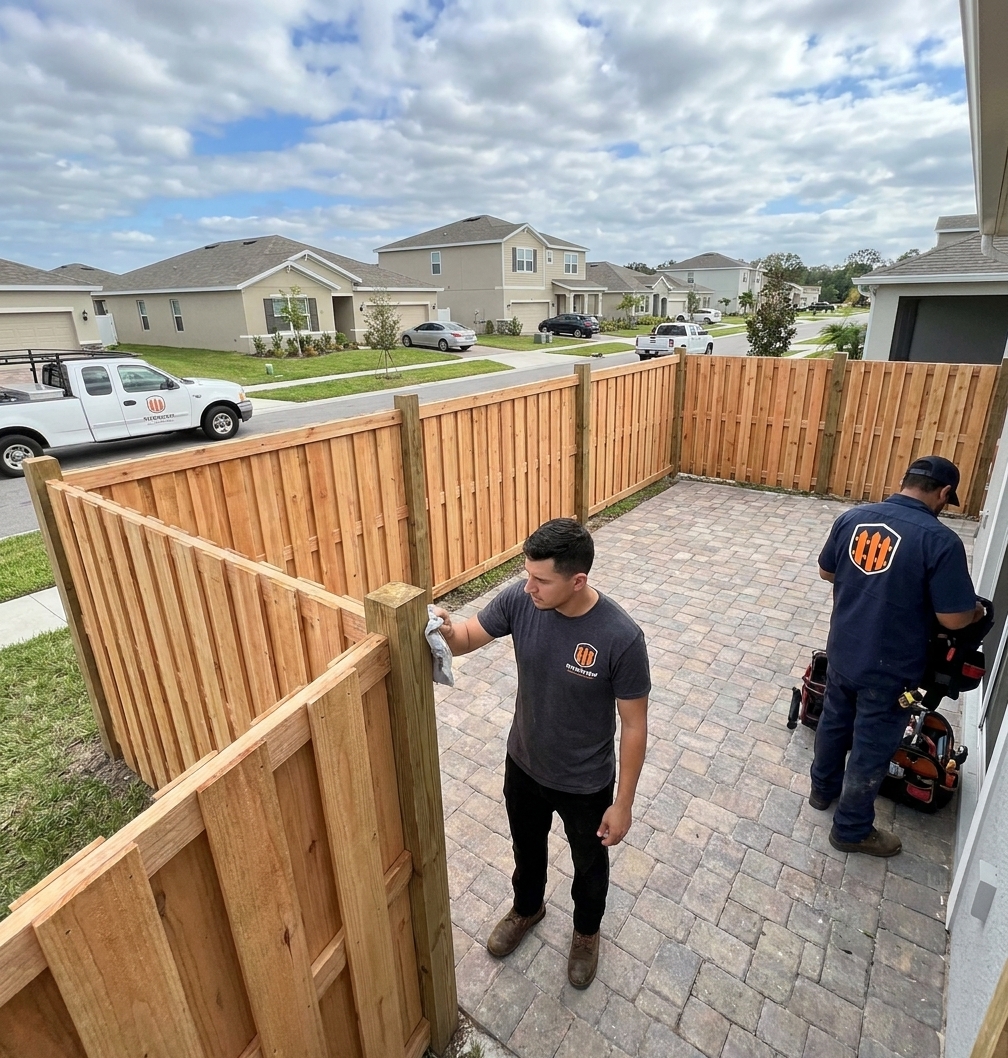 Riverview Fence Contractors - finished backyard wood privacy fence in Riverview, FL